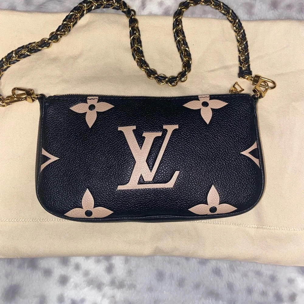 Louis Vuitton Black & Pale Pink Monogram Chain Shoulder Bag - Picture 2 of 5